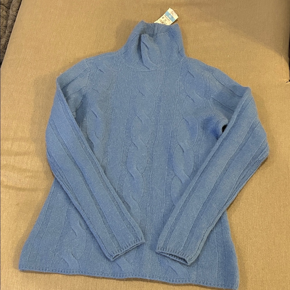 J . McLaughlin  Romy Blue Cable Knit Turtleneck Sweater
